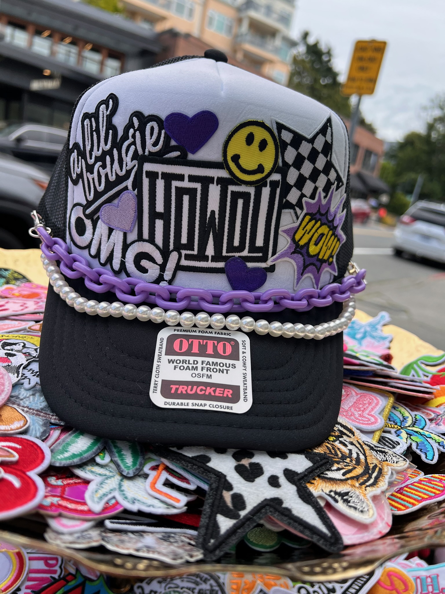Group wearing custom hats on a night out